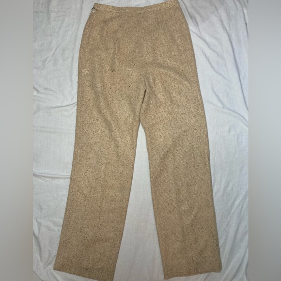 Vintage NWT The Villager 1960s Tan Tweed Straight Leg Pants Size Modern 6 Vtg 14 - Picture 4 of 8